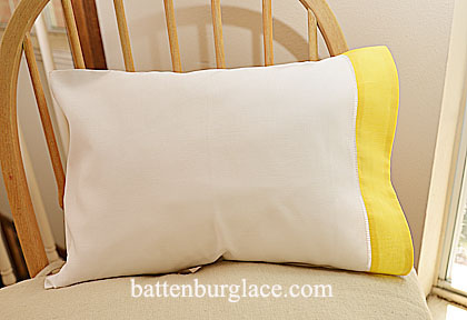 Baby Pillowcase 13x17in. White with Aspen Gold. Set of 2